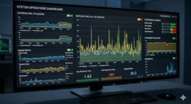 Database connection pool dashboard with saturation trend